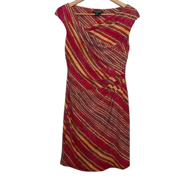 RALPH Lauren gorgeous flattering dress pink yellow summer spring contemporary 4 - Picture 1 of 14